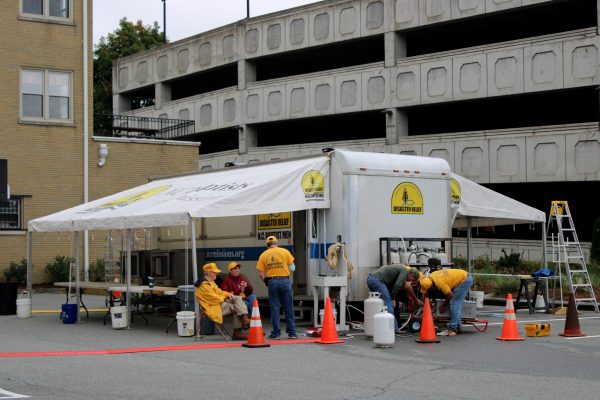 Baptists on a Mission set up behind 
First Baptist Church Sept. 28.