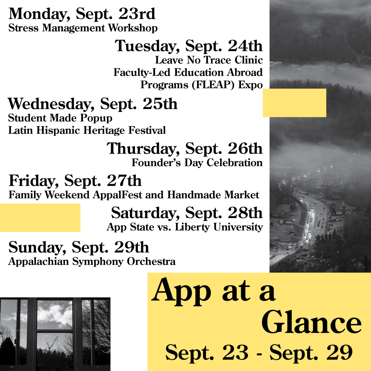 App at a glance: Sept. 23-29