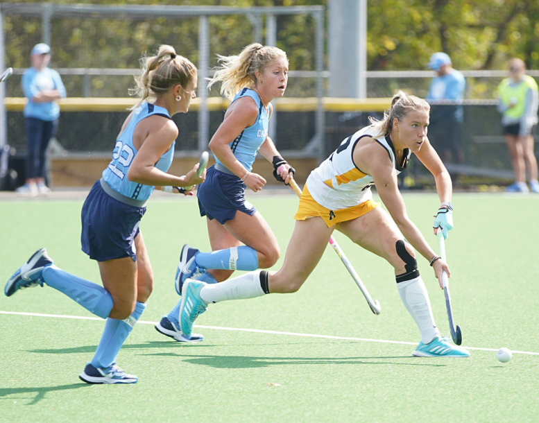 Midfielder Florine Koopman searches for an outlet pass to break through the UNC-Chapel Hill defense on Oct. 13.