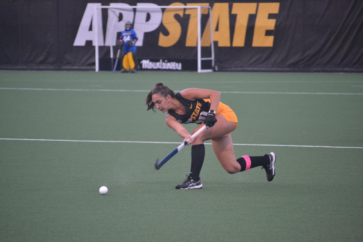 Defender Sarah Perkins sends the ball up the field at the App State vs. Longwood match on Oct. 25.