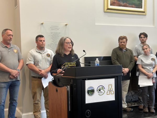 Interim Chancellor Heather Norris provides updates about App State’s campus on Oct. 1. Norris said App State’s dining halls have provided over 40,000 free meals since Friday for anyone in need. 