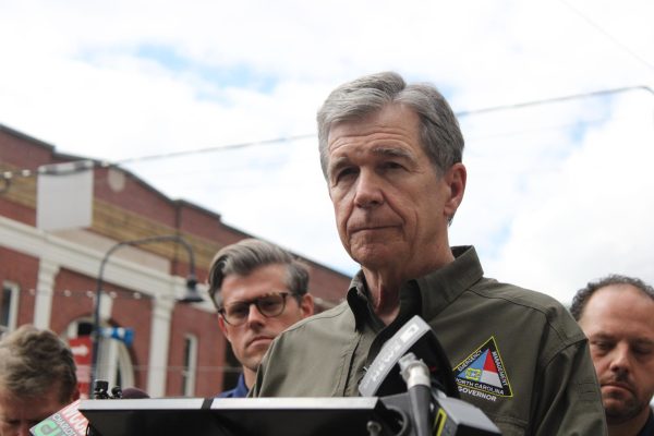 Gov. Roy Cooper answers questions about his response efforts after Hurricane Helene in western N.C. on Oct. 3. 