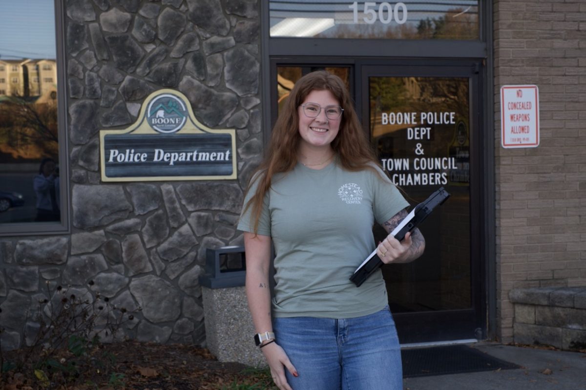 Cierra Burgess stands outside of the Boone Police Department on Nov. 12. Burgess is the only social worker at the department and eventually hopes to rewrite policy for correctional systems. 