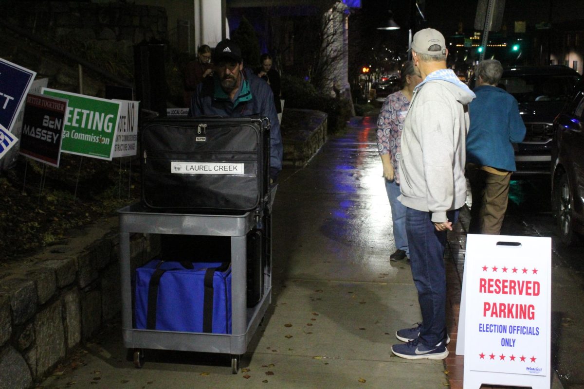 Laurel Creek precinct ballots and tabulator cases being brought into the Watauga County Courthouse on Nov. 5.