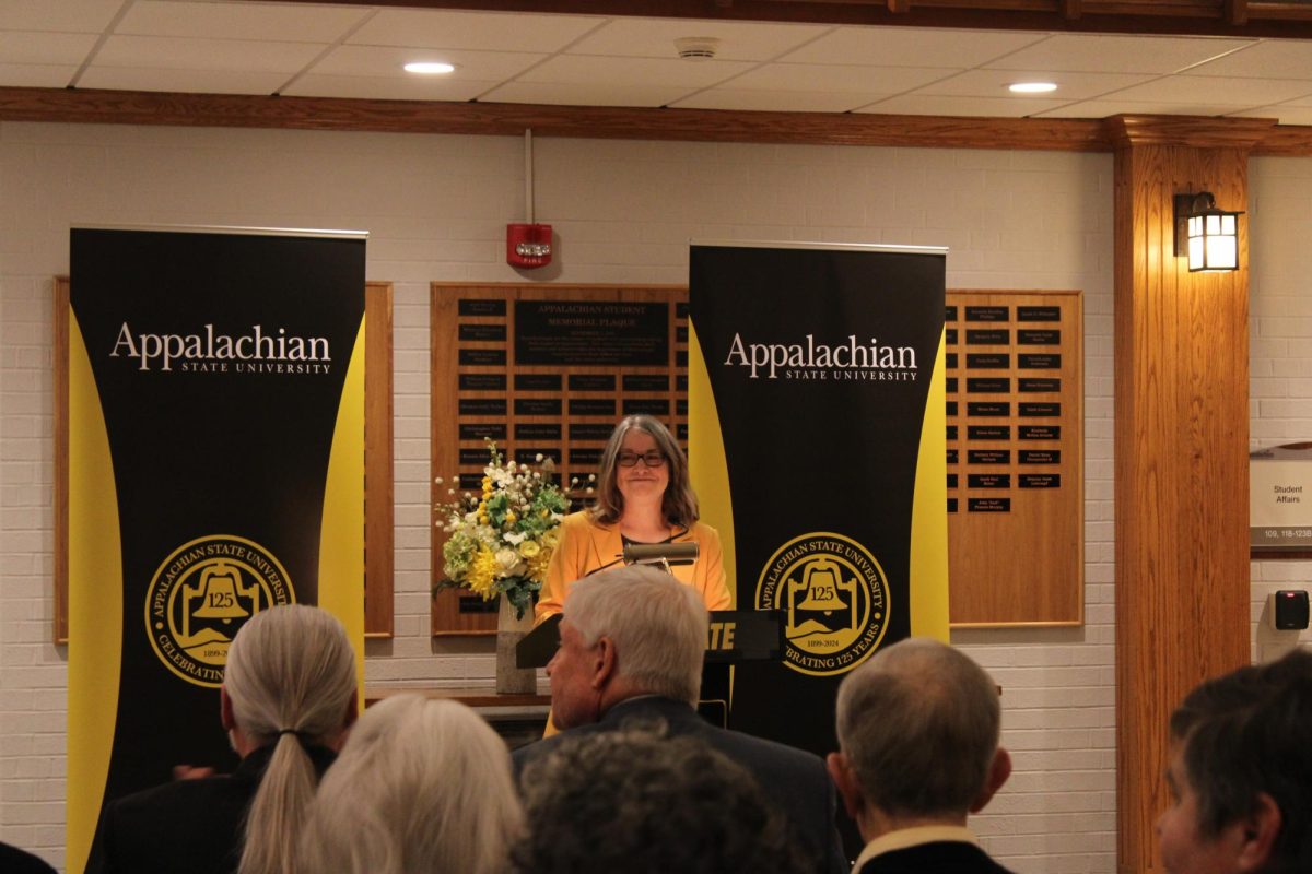 Interim Chancellor Heather Norris speaks prior to the bell ringing ceremony in BB Dougherty Administration Building on Nov. 21.