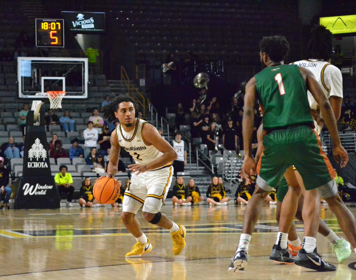 App State guard Alonzo Dodd dribbles down the court towards Mid-Atlantic Christian at Holmes Convocation Center on Dec. 3. Dodd led the team in scoring with 19 points.
