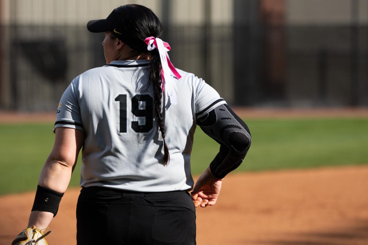 Infielder Olivia Cook on the field at the App State game against James Madison on April 19.