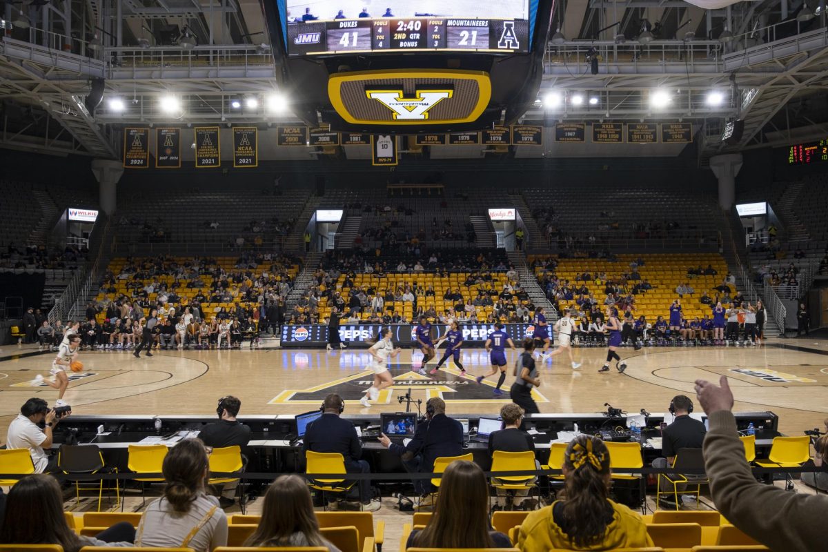 Senior guard Zada Porter dribbles the ball down the court during App State’s last home game of the season on Feb. 22.