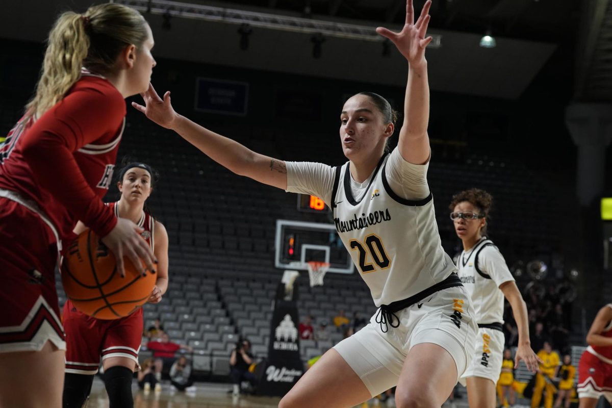 Junior forward Elena Pericic holds down defense against Northern Illinois on Feb. 8