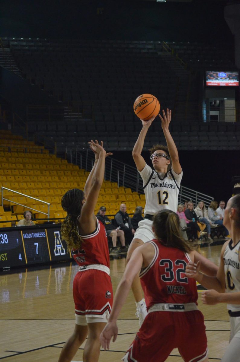 Senior guard Zada Porter steps back for a 2-point shot during the App State vs. Northern Illinois game on Feb. 8.