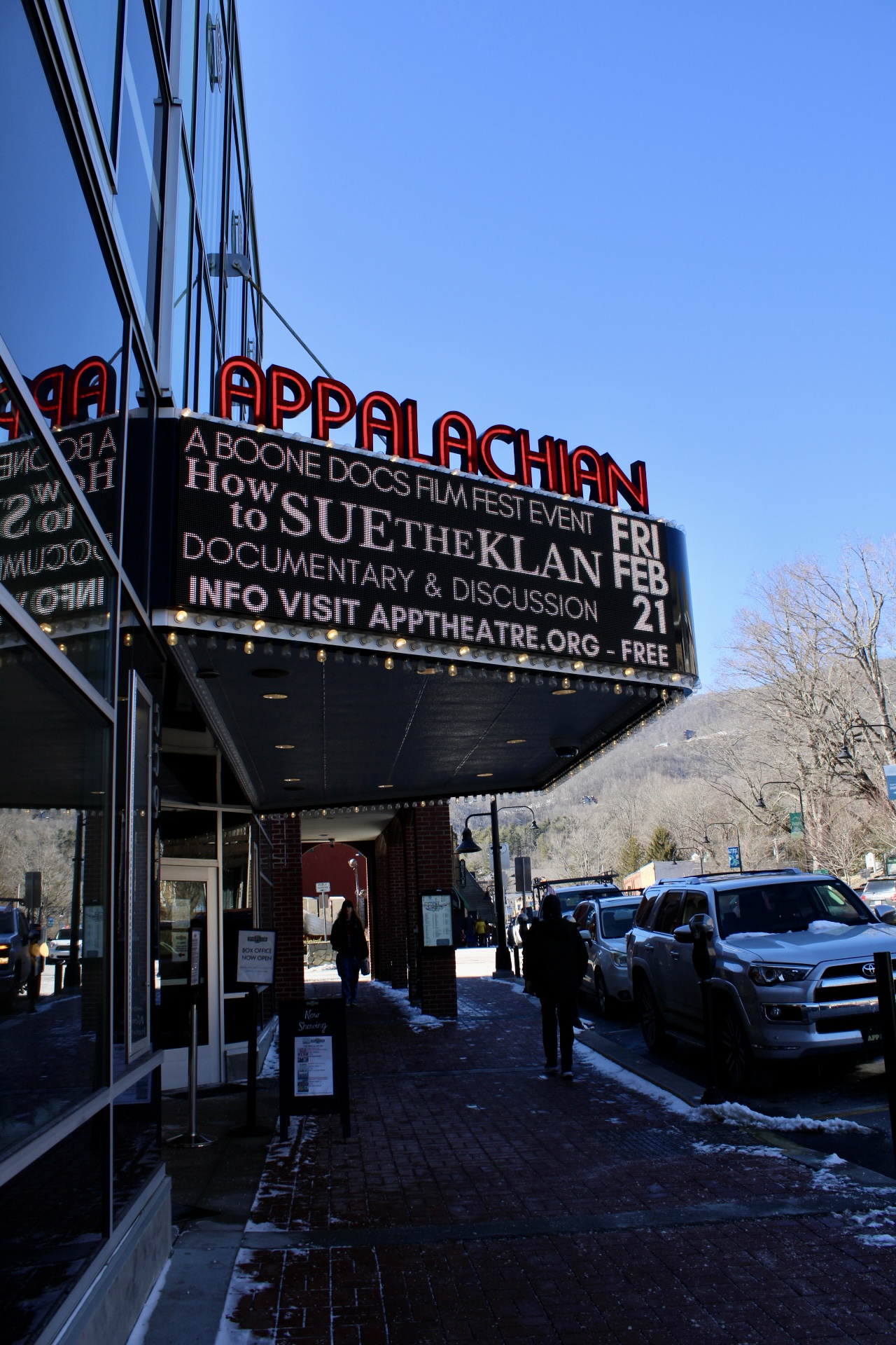 The Appalachian Theatre of the High Country advertises a workshop with the director of the film “How to Sue the Klan” on Feb. 21. 