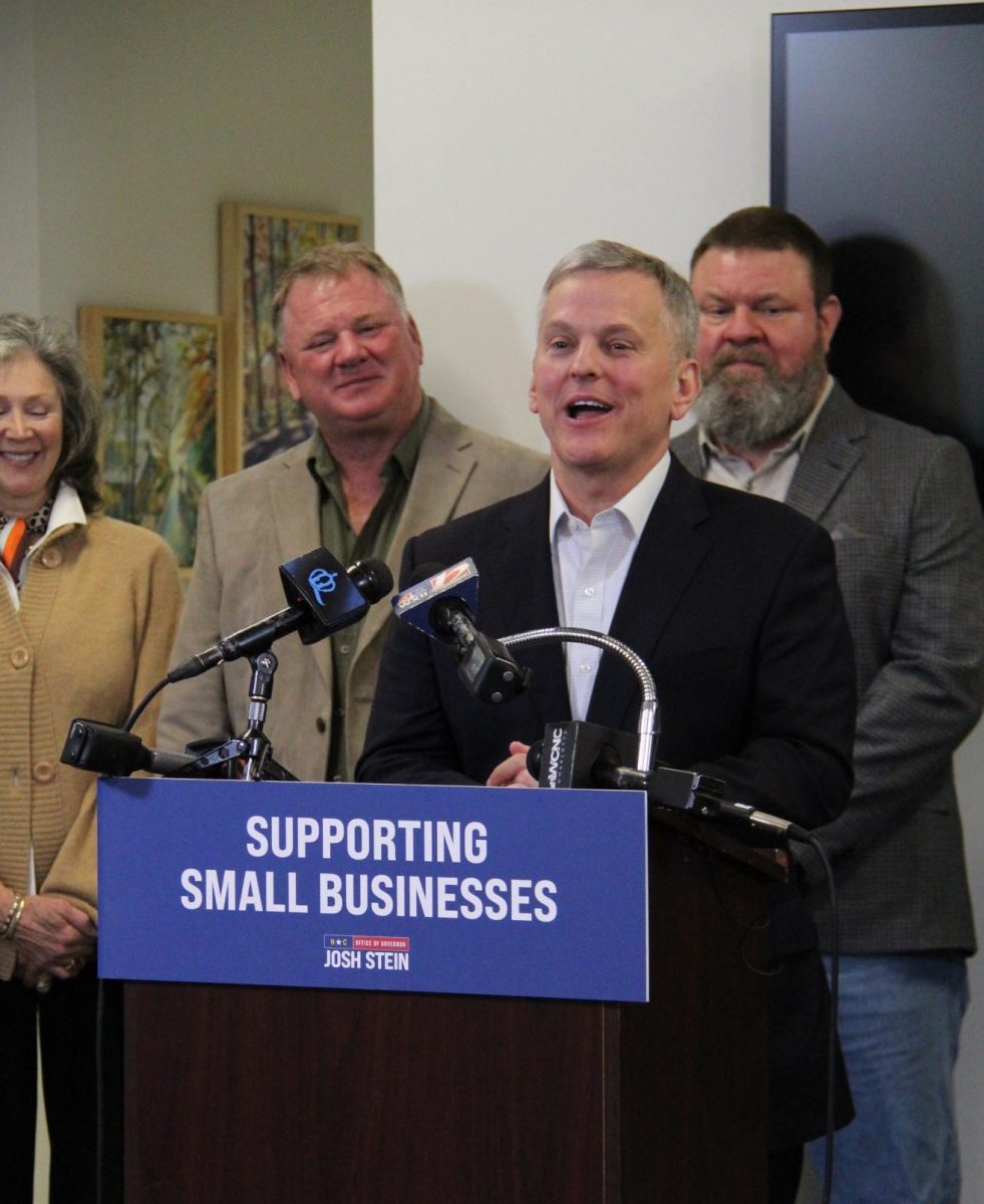 Governor Josh Stein begins his announcement of the fund at the Boone Chamber of Commerce on Jan. 31. 