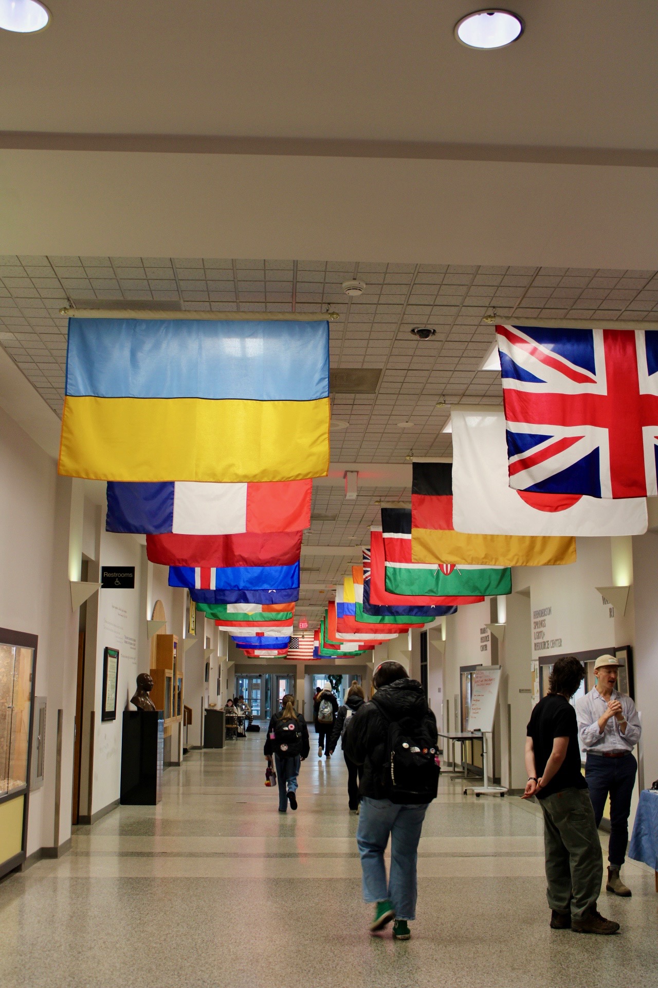 Flags line the hallway in Plemmons Student Union to represent the various international App State students on Feb. 12. These flags are meant to be updated every semester to represent all the international students actively attending the university. 