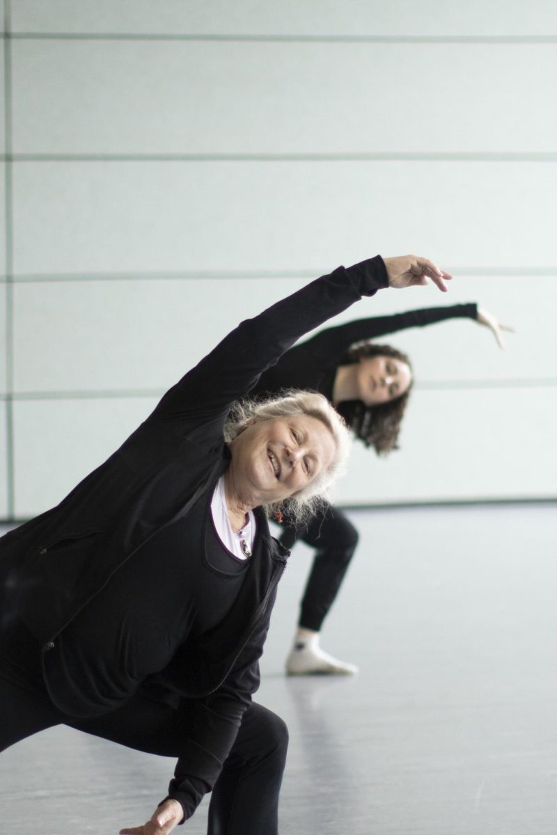 Theatre and dance professor Marianne Adams practices with senior public relations major Lydia Jacobson in a dance studio in the Varsity Gym on Feb. 14.