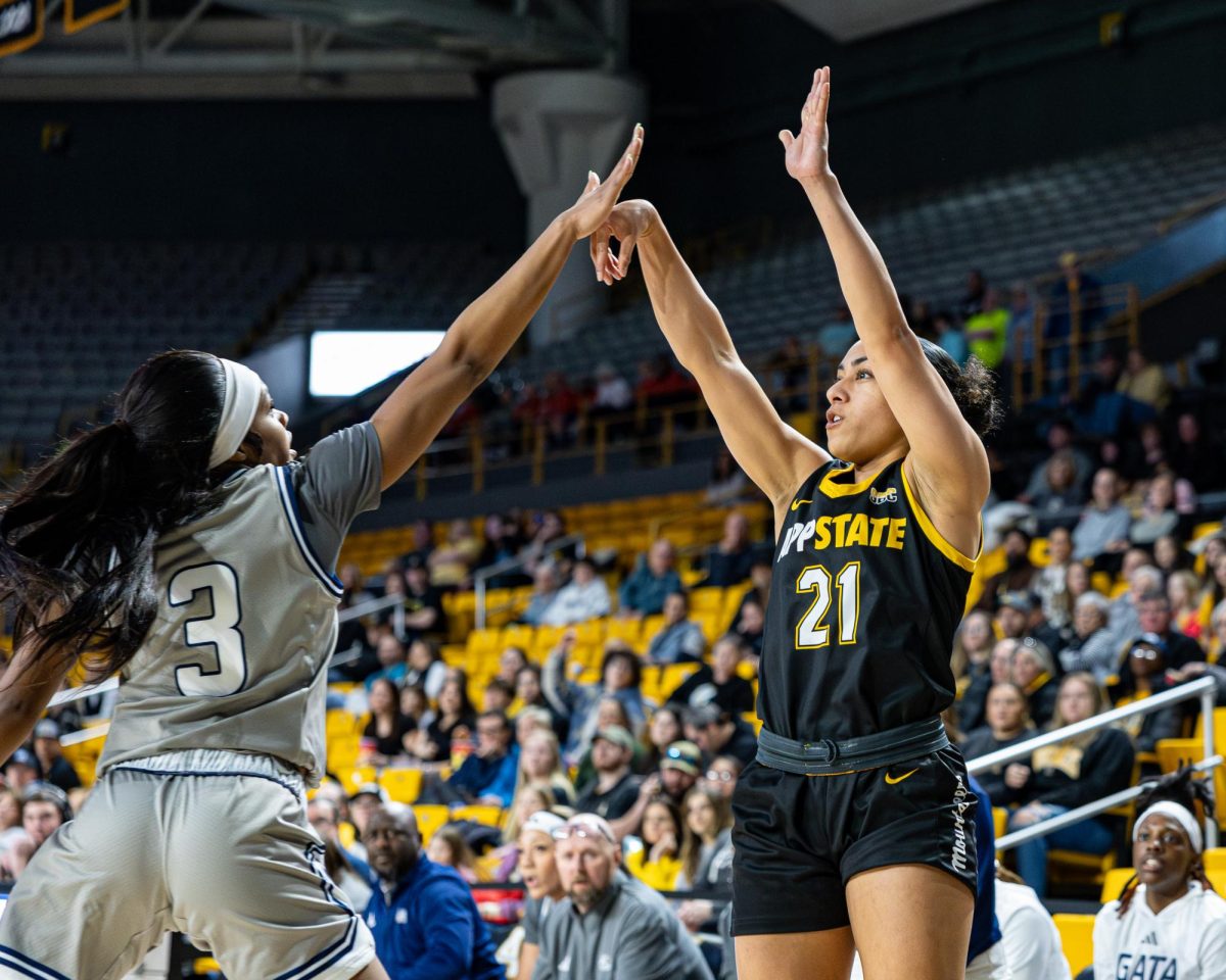 Senior guard Eleyana Tafisi attempts a goal during the App State vs. Georgia Southern game on Jan. 25.