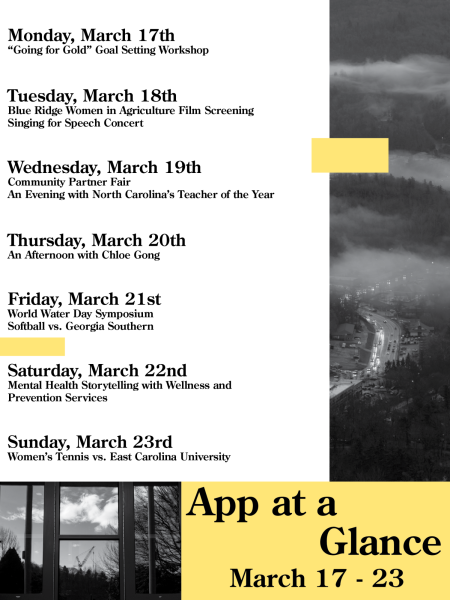 App at a glance March 17 - 23