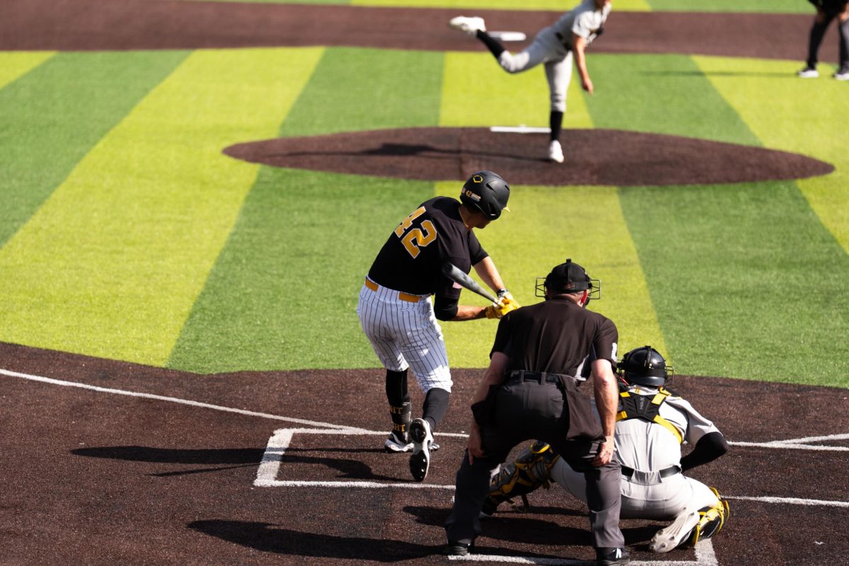 Senior first baseman Juan Correa goes up to bat against Southern Mississippi on April 26.