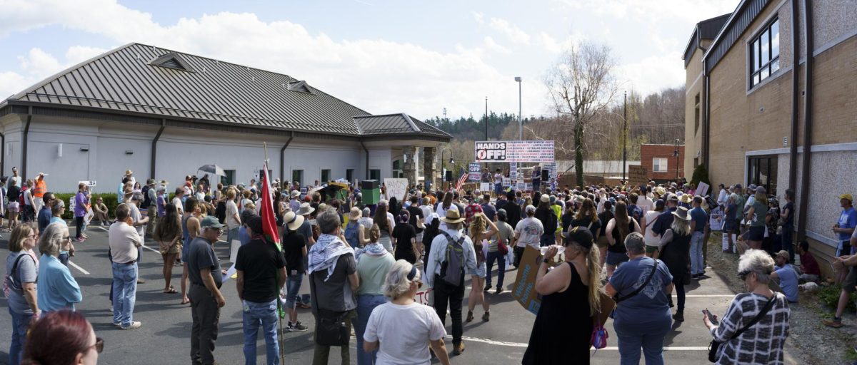 Over 1,400 were in attendance at the “Hands Off!” rally at the Watauga County Courthouse on April 5.