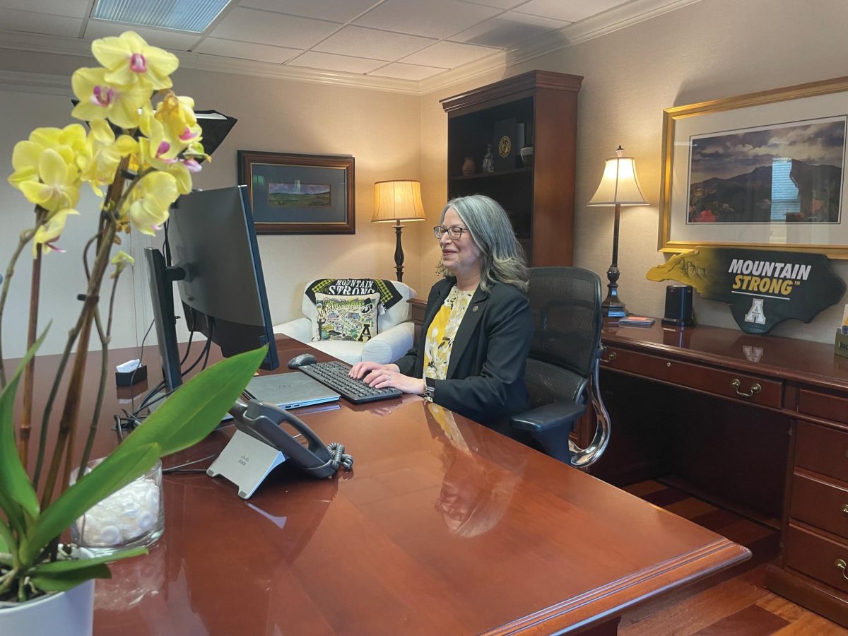 Chancellor Heather Norris sits in her office in BB Dougherty on April 15. 