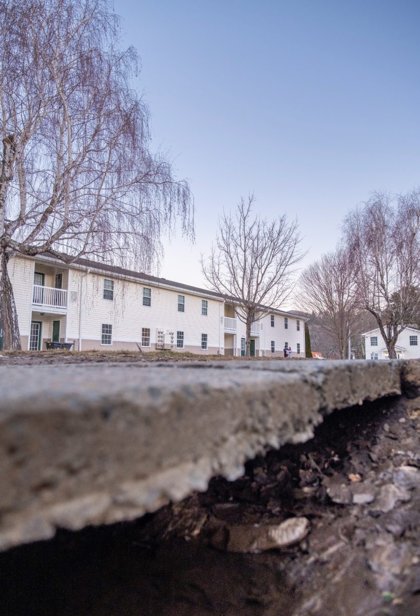 Damage from the hurricane resulted in the eroding of the ground around the sidewalk inside the Bavarian Village apartment complex on Feb. 3.