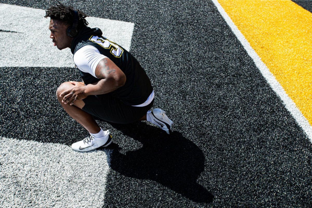 Freshman defensive lineman Caleb Pitts warming up for the game against Oregon State at Kidd Brewer Stadium on Oct 4.
