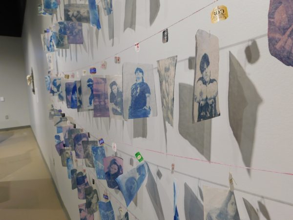 Queer artists are represented through toned cyanotype on teabags in Devon Richter’s senior art piece titled “T4Tea.”