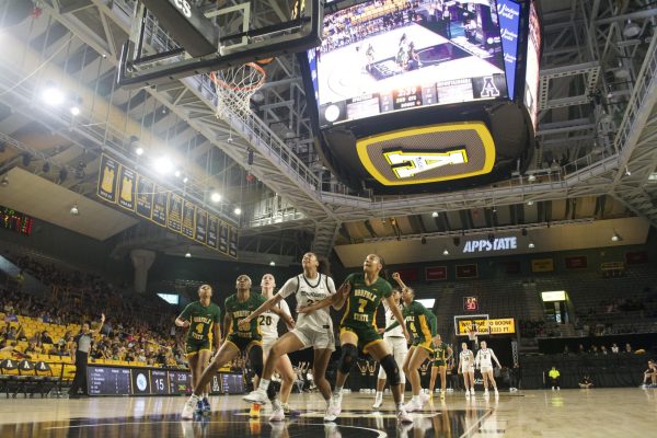 The Black and Gold fights Norfolk State University for the rebound on Nov. 25.