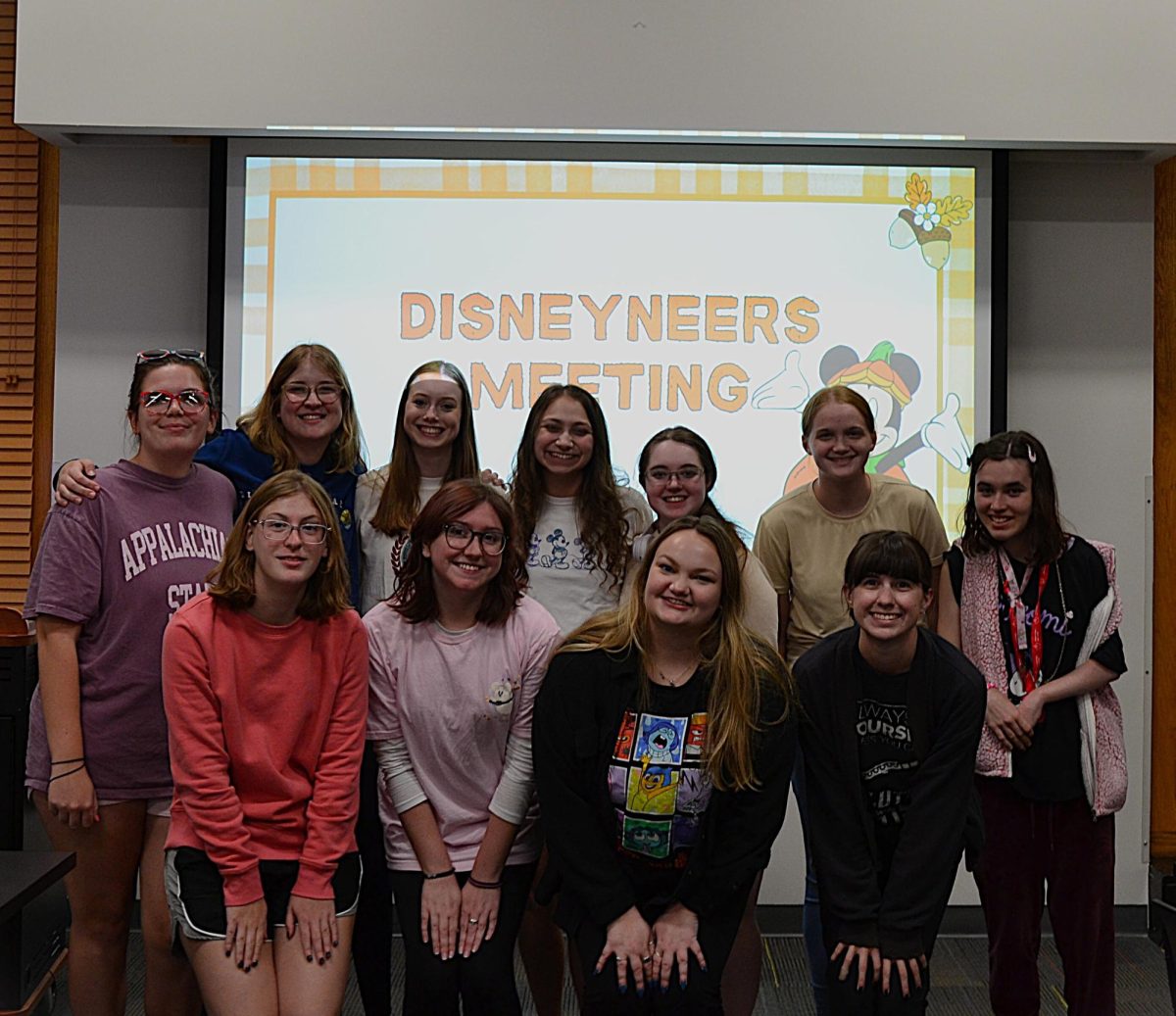 The Disneyneers pose for a group photo during their meeting in Plemmons Student Union on Oct. 21. This group is a community for college students to relax in between stressful classes.
