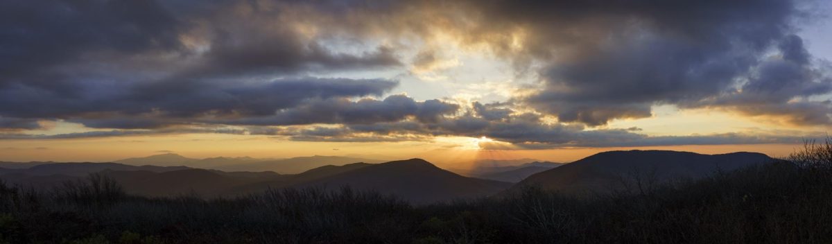 Sunset rays shine on the Blue Ridge Mountains at Elk Knob State Park on Oct. 18.
