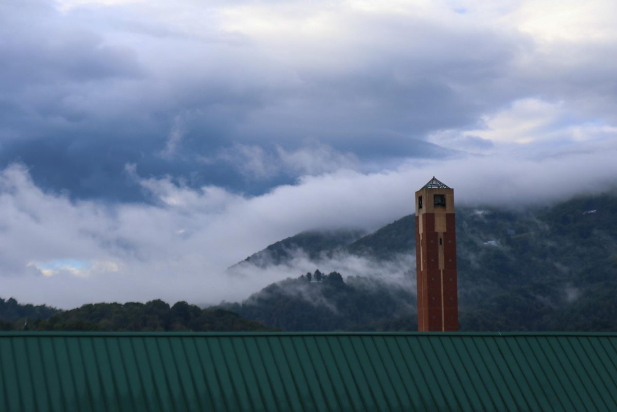 App State campus smoke stack from the Holmes Parking Deck on Oct. 10.
