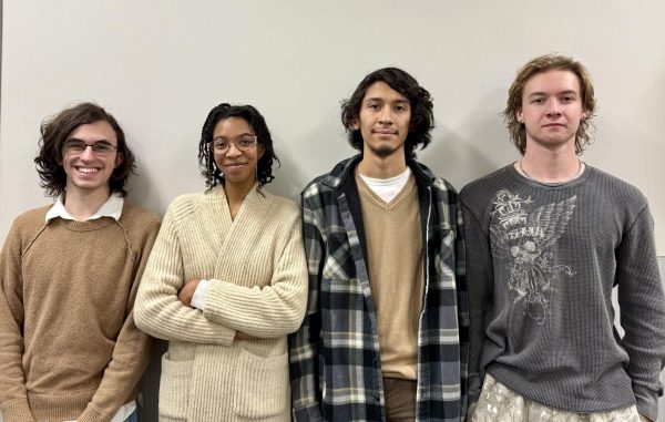 From left, Just Dance Club leaders Christian Ellis, Pilar Harris, Jovanny Lima and Eli Strong in Plemmons Student Union on Oct. 25. Harris, the acting president of the club, founded it two years ago.
