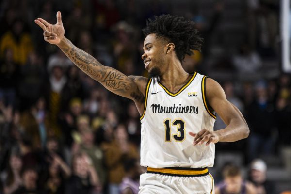 Graduate student guard Kasen Jennings celebrates during a game against JMU at Holmes Convocation Center on Jan. 15. 