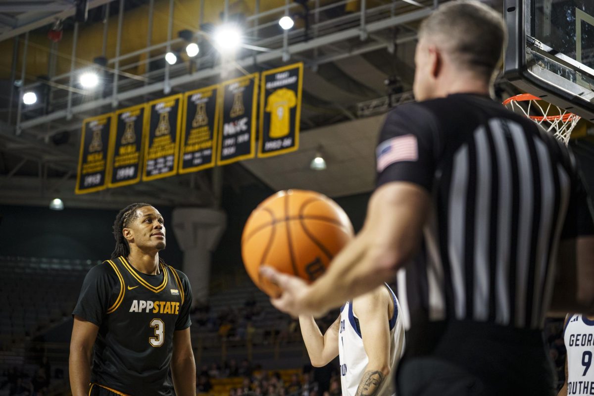 Redshirt sophomore center Luke Wilson plays against Georgia Southern at Holmes Convocation Center on Feb. 21. 
