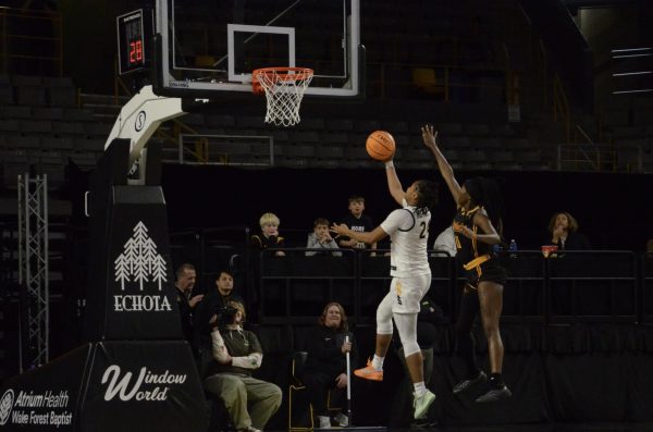 Junior Guard Daisia Mitchell drives into the paint for an open layup against ULM at Holmes Convocation Center on Jan. 30. 