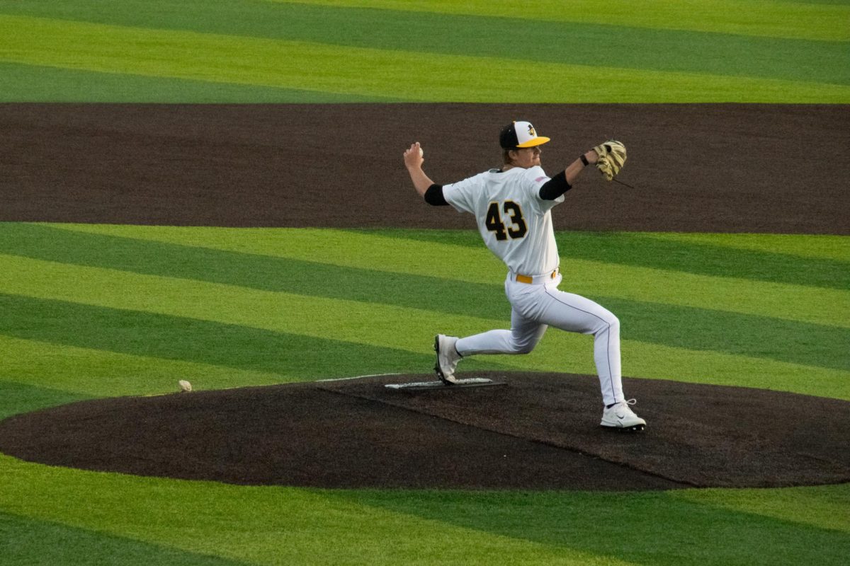  Senior left-handed pitcher Reyn Watson pitches against High Point University at Beaver Field on March 24. 