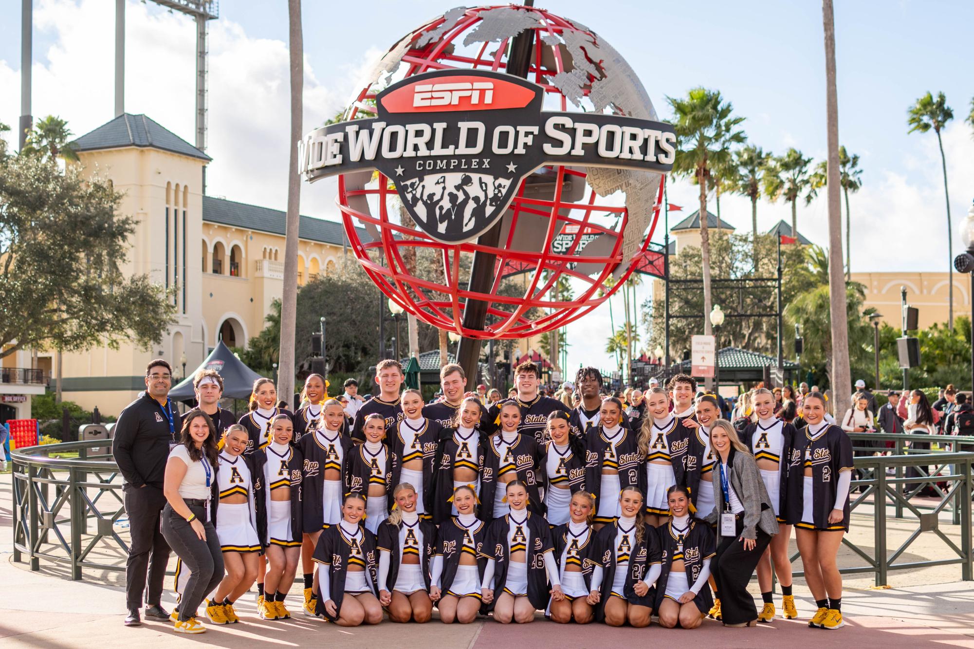 The App State Cheerleading team poses at the ESPN Wide World of Sports Complex in Orlando, Fla. on Jan. 18. 
