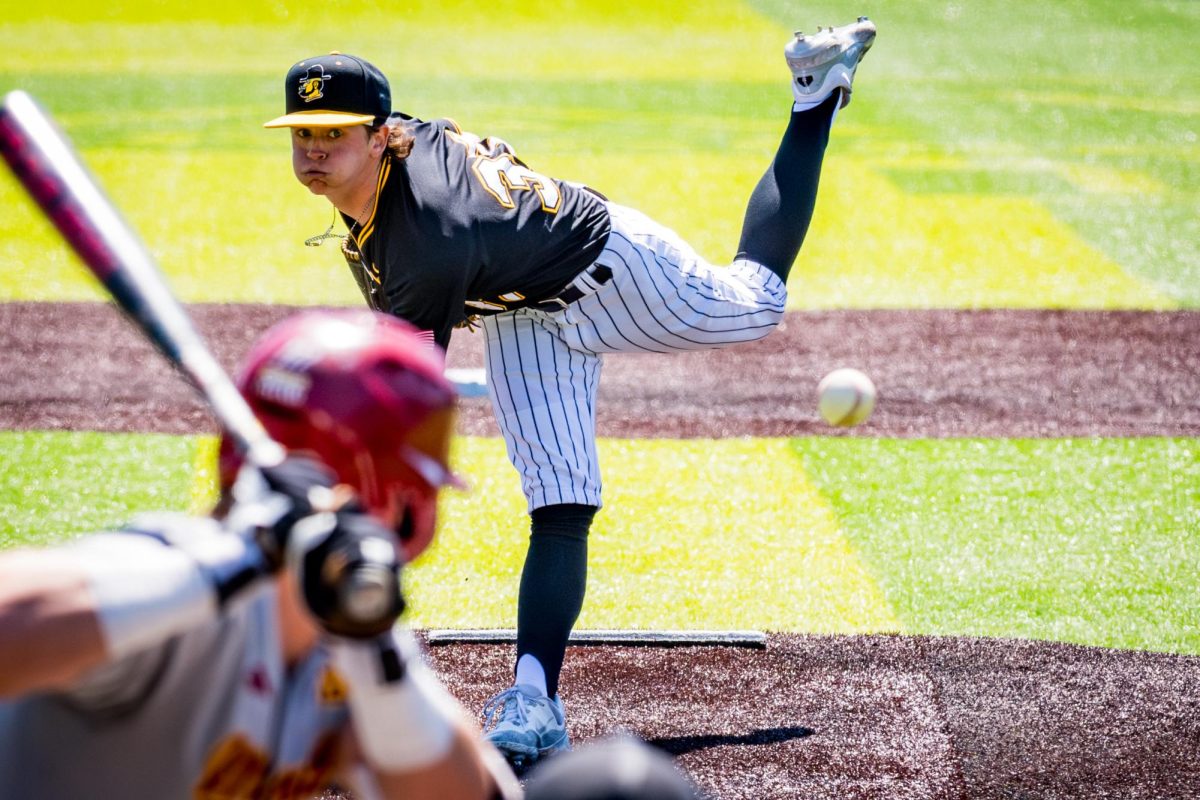 Junior left handed pitcher Tanner Nolan pitches to ULM play at Jim and Bettie Smith Stadium on April 12.