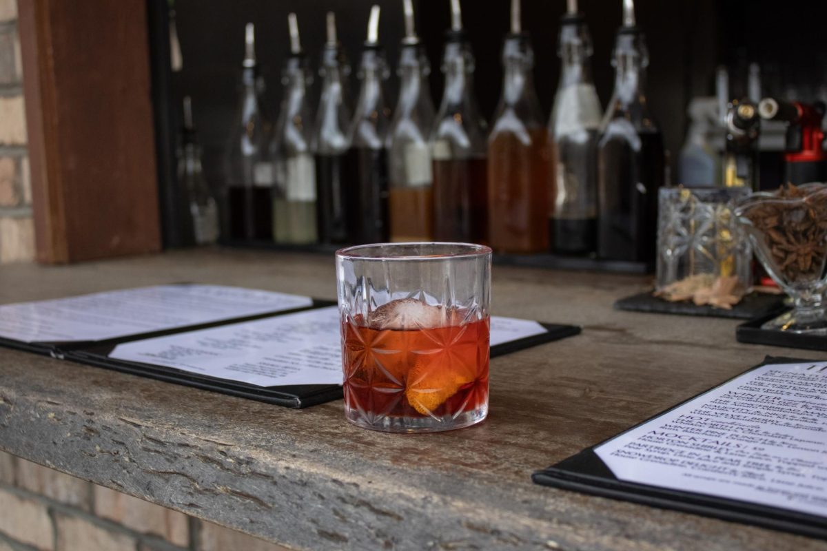 A cocktail placed on the rooftop bar of The Horton Hotel on March 4. The view from the rooftop provides a beautiful view of App State campus as well as downtown King Street.