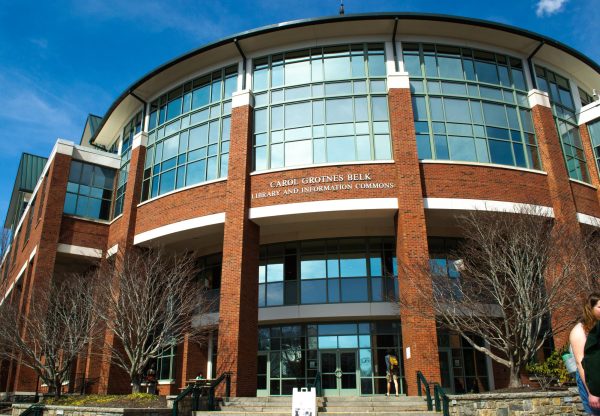 Belk Library and Information Commons stands tall as a refuge for students studying on March 5. This year, Belk Library celebrates its 21st anniversary as a study spot and information resource for App State students and the greater Boone community.