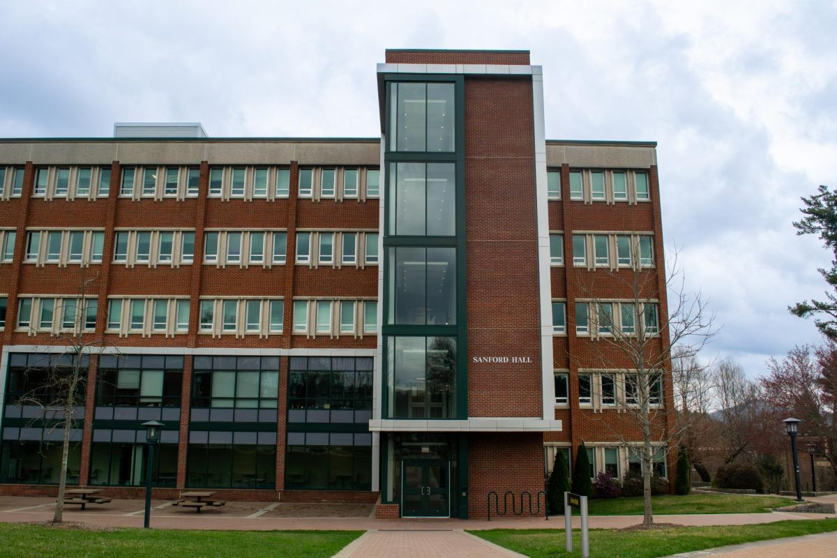 An exterior view of Sanford Hall on March 15. Built in 1968, Sanford Hall houses the English department and features many classrooms, offices and study spaces.